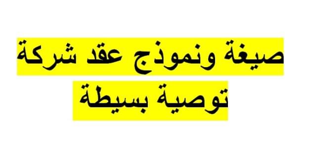 نموذج ملخص عقد شركة توصية بسيطة