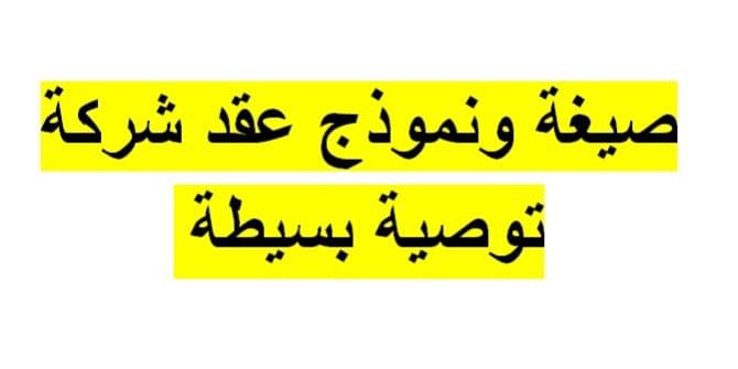 نموذج ملخص عقد شركة توصية بسيطة