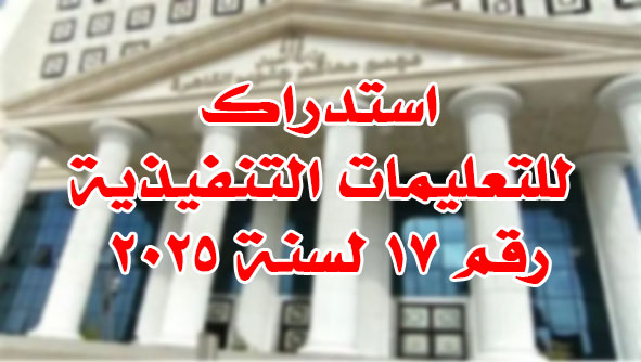 استدراك للتعليمات التنفيذية رقم ١٧ لسنة ٢٠٢٥