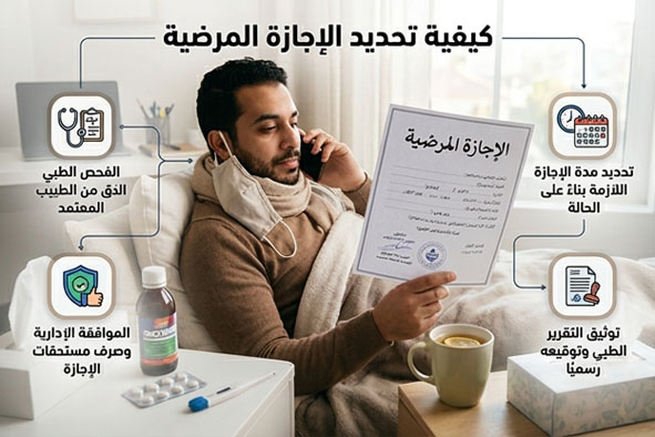 الاجازات المرضية وكيفية تحديدها