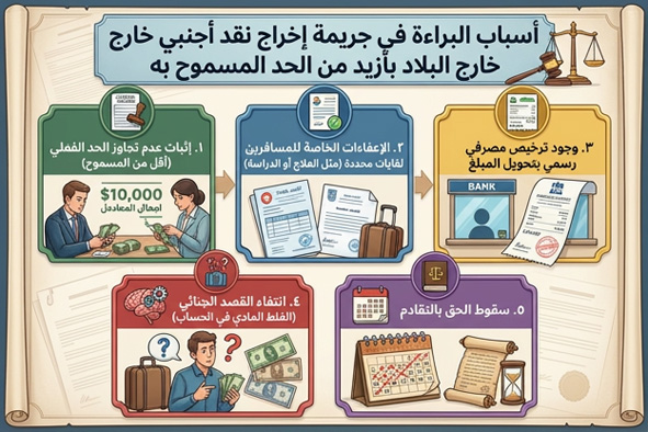 البراءة في جريمة إخراج نقد أجنبى