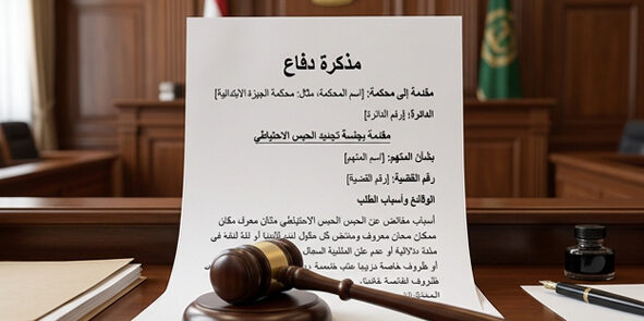 مذكرة دفاع تجديد الحبس الاحتياطي