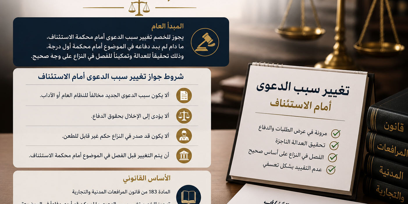 تغيير سبب الدعوى أمام الاستئناف