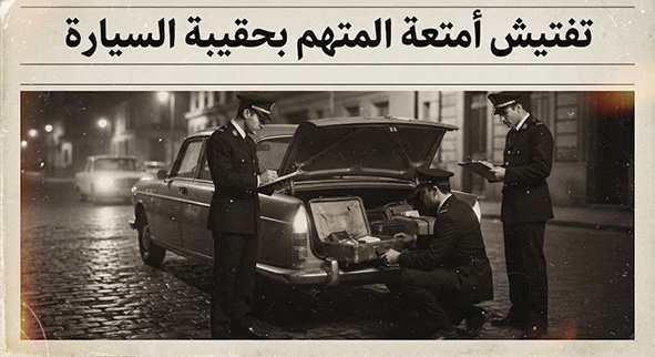 تفتيش أمتعة المتهم بحقيبة السيارة