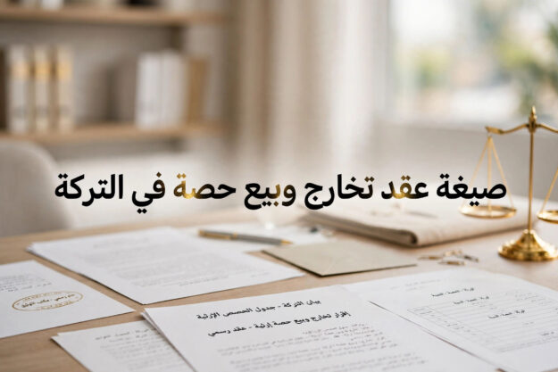 صيغة عقد تخارج وبيع حصة في التركة